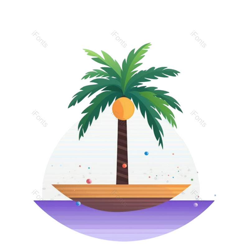 图标图片,旅游图标元素,旅游元素PNG,椰子树免抠素材